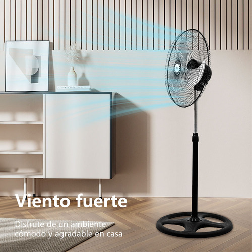 Ventilador Industrial De Pedestal De 18'' Cm-top Con 3 Veloc 50 Cm 60hz Negro Azul Metal 3