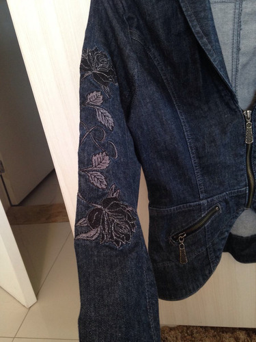jaqueta jeans acinturada