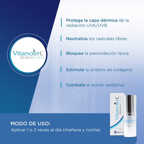 Vitanoin C Serum Facial 5% Con Vitamina C Antiedad 15ml