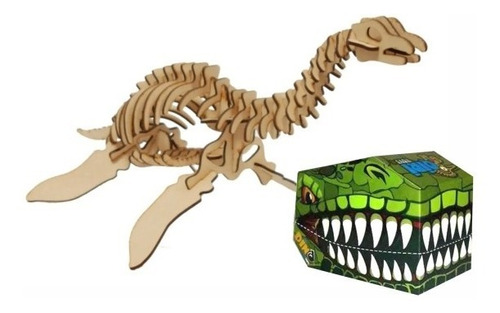 Dinosaurio Plesiosaurus Armar Esqueleto Madera Puzzle 3d