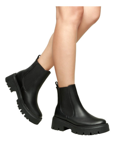 Botas Chelsea Mujer Urbana Combat Matilda Negro Fareli