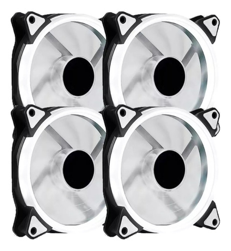 Kit 4 Cooler Fan 120mm 12cm Led Branco Ring Gamer Ventoinha