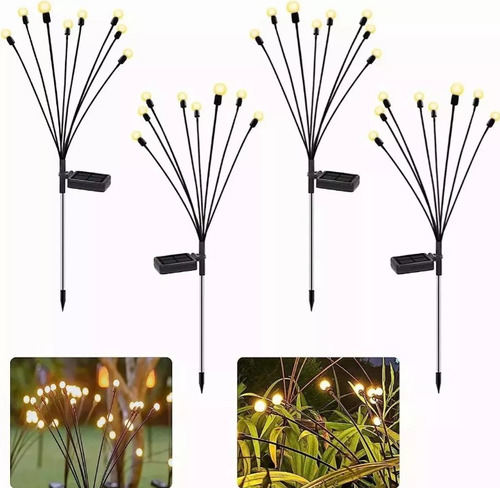 4 Piezas Luz Solar De Luciérnaga Luces Solares 8 Luces