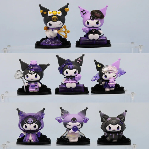 Figuras Sanrio Set X8 Kuromi Hombre Lobo Pvc