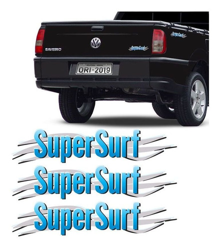 Kit 3 Adesivos Super Surf Saveiro Parati Gol 2003/2008 Azul