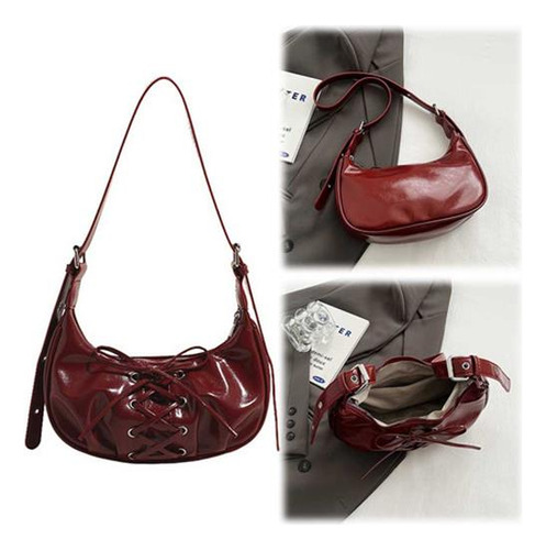Bolso Hombro En Forma Media Luna Para Mujer, Bolso