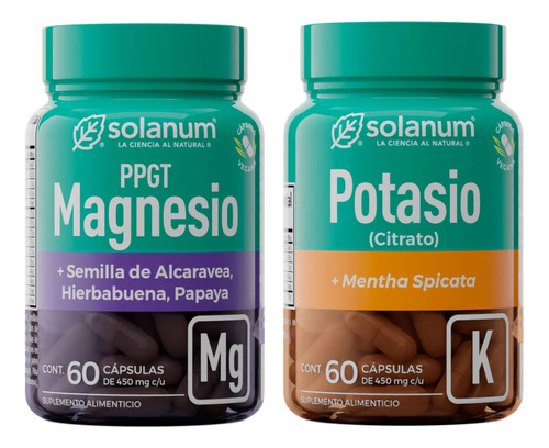 Combo Citrato De Magnesio Y Potasio Solanum 60 Cap C/u