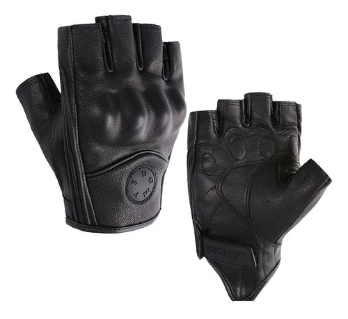 Guantes Sin Dedos Motociclista Cuero Hombre Moto Gloves