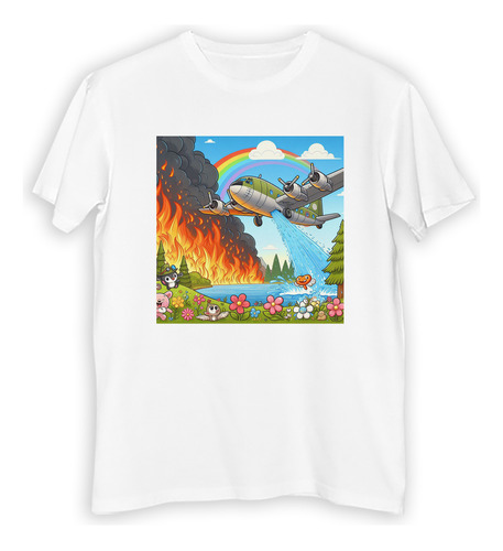 Remera Niño Avion Apagando Incendio En Un Bosque