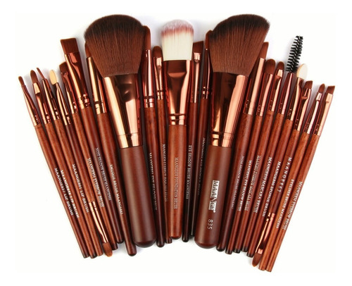 Brochas De Maquillaje Professional,22 Piezas Set De Brochas Color Marrón