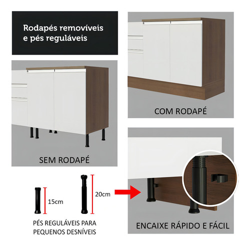 Cocina Integral Completa Modular Madesa Glamy 310cm Color Marrón/Blanco 02