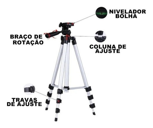 Tripé Universal Fotográfico Câmera E Celular Suporte 1,20m