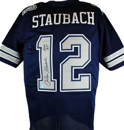 Jersey Roger Staubach Autographed Blue/grey Pro Style 