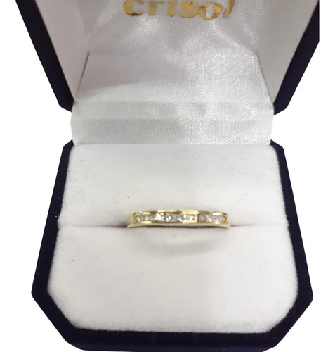 Anillo De Oro18k Medio Sin Fin C/circonias (a246)