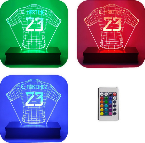 Lámpara Led 3d Camiseta Dibu Martinez Rgb 16 Colores 220v