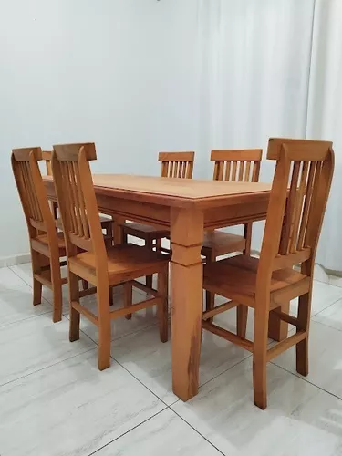 Conjunto Mesa De Jantar Em Madeira Maciça Com Cadeiras E Bancos