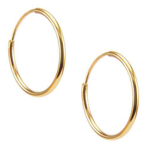 Arracadas Lisas 17mm. Oro 10k. Niña | Mujer | Dama | Adulto.