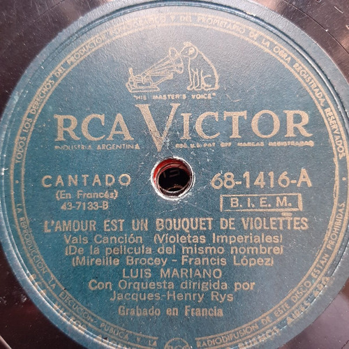 Pasta Luis Mariano Con Orquesta Rca Victor C93