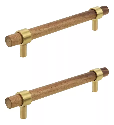 Tiradores de madera para cajones de 3.8 pulgadas, distancia entre agujeros,  manijas de gabinete de madera maciza, 8 unidades