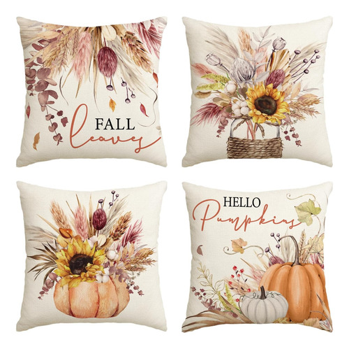 Avoin Colorlife Fundas De Almohada De Otoño, Calabaza, Trigo