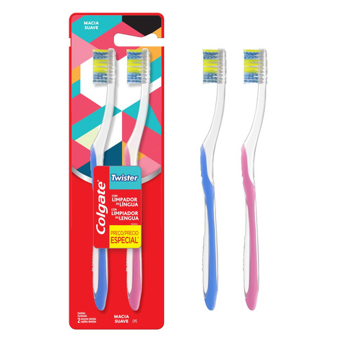 Imagen 3 de 8 de Cepillo de dientes Colgate Twister suave pack x 2 unidades