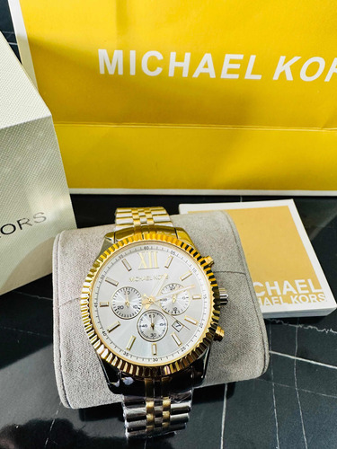 Reloj Michael Kors Para Caballero Plata Con Dorado Y Blanco