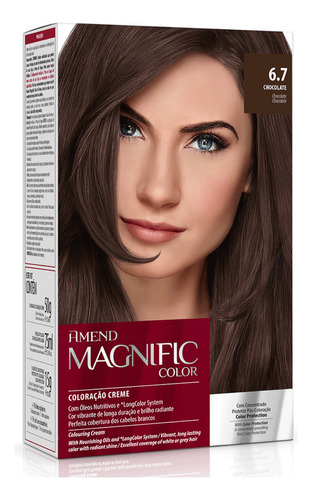 Kit Tintura Amend  Magnific color Kit coloração creme tom 6.7 chocolate para cabelo