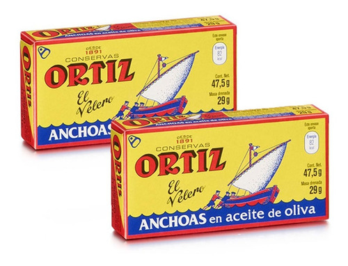 Filetes Anchoas En Aceite De Oliva Ortiz Velero Lata 95g