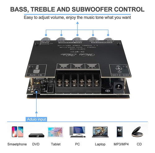 Módulo Amplificador De Potencia Digital Bluetooth Mt21 De 2.