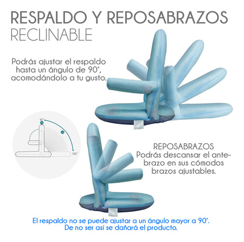 Slim Company Silla Para Suelo Piso Plegable Con Respaldo Reclinable Ajustable En Múltiples Posiciones Y Ángulos Color Azul