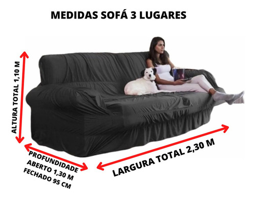 Capa Sofa Retratil Fácil Colocar Controla Pelos Dos Bichos