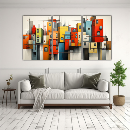 150x75cm Cuadros Abstractos De Edificios En 3d Bastidor Made