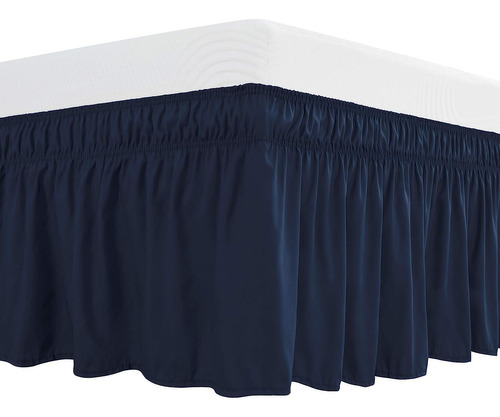 Cubre Base Para Cama Tamaño Matrimonial Con Volantes Azul