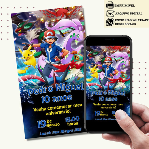 Convite Pokémon Digital Virtual D884