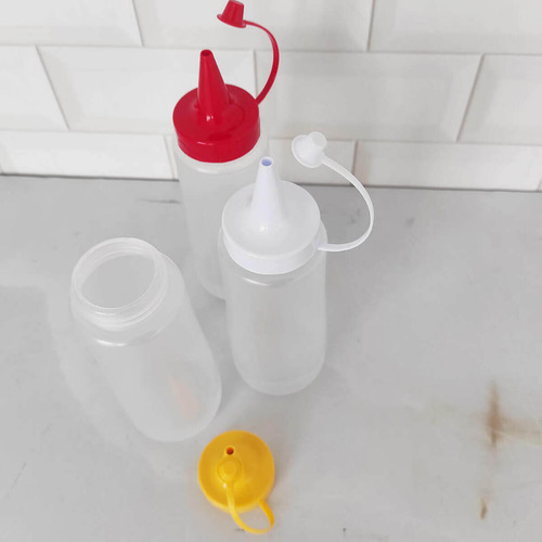 25 Frascos Para Molhos Bisnagas Plásticas 250ml Para Lanchon