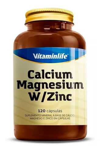 Calcio Calcium Magnesio W/zinco 120caps - Vitaminlife Sabor Sem sabor