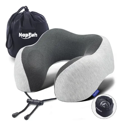 Almohada De Viaje Napfun De Espuma Viscoelástica Gris