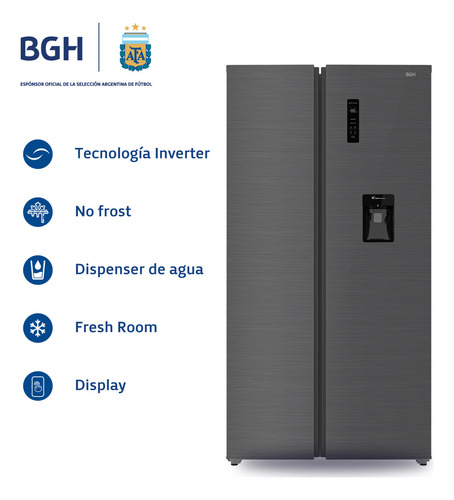 Heladera Inverter No Frost Bgh 534l Brs540i2a Dark Inox