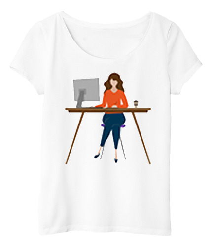 Remera Mujer Computadora Trabajo Mujer Empresa Office