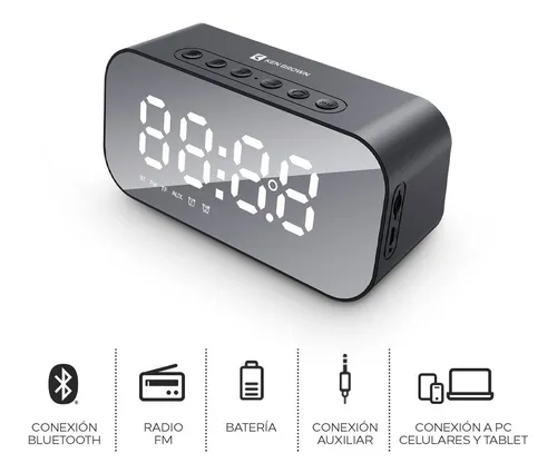 Parlante Radio Portatil Despertador Alarma Bluetooth Reloj