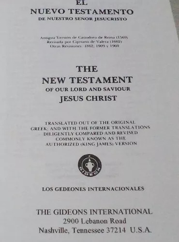 Nuevo Testamento - Español/inglés - Libro Usado