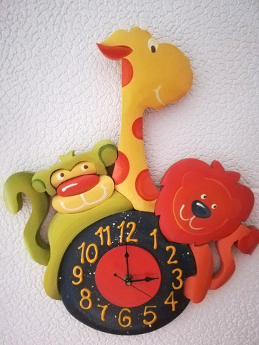 Cuadro Infantil 3d Animales + Reloj. ¡ Impecable ! Azul Marino (Usado)