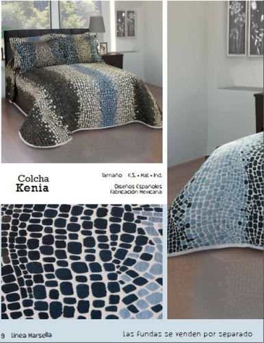 Colcha Modelo Kenia Linea Marsella Queen Size Tepolesa