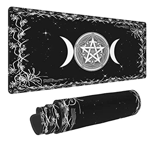 Wiccan Triple Moon Pentagram Black White Wicca Pagan Gaming