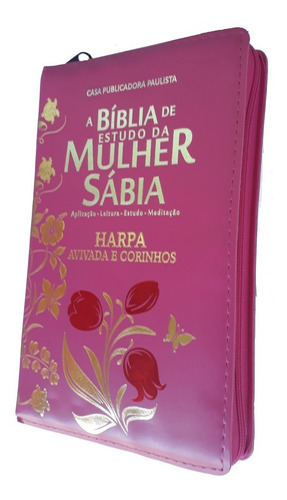 Bíblia De Estudo Da Mulher Sábia Letra Grande Harpa E Zíper