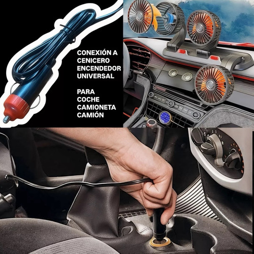 360 Grados Triple Ventilador Para Auto Carro Coche 12-24v