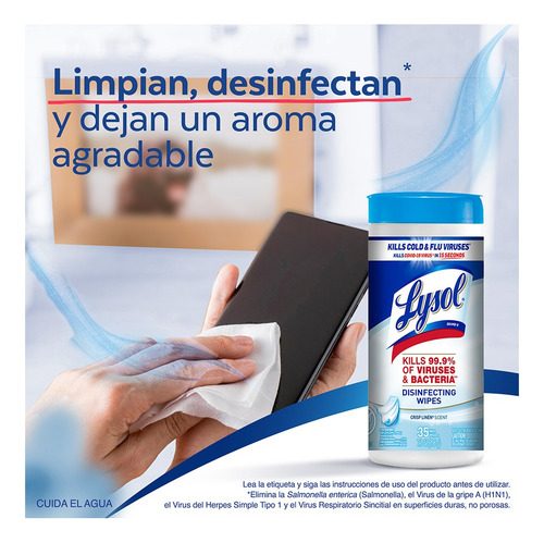Toallas Desinfectantes Lysol Lino Fresco 35 Pz 206 G