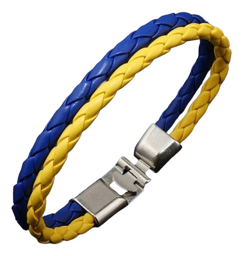 Boca Juniors Pulsera En Cuero Trenzado