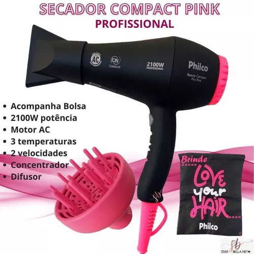 Secador De Cabelo Profissional 2100w Com Difusor De Cachos