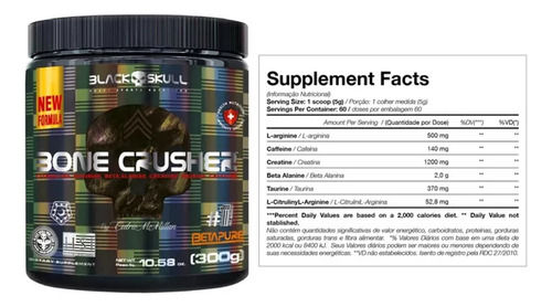 Bone Crusher Para Treinos Intensos Com Creatina E Beta 300g Sabor Frutas vermelhas - Fruit Punch